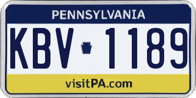 PA license plate KBV1189