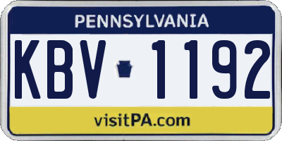 PA license plate KBV1192