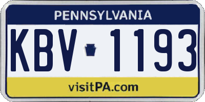 PA license plate KBV1193