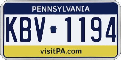 PA license plate KBV1194