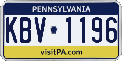 PA license plate KBV1196