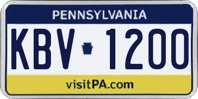 PA license plate KBV1200