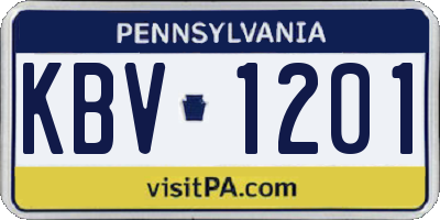 PA license plate KBV1201