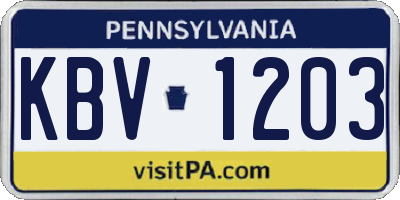 PA license plate KBV1203
