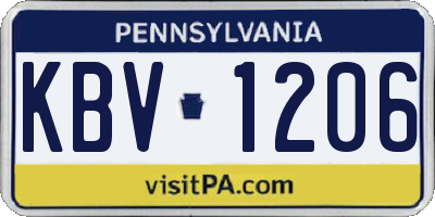PA license plate KBV1206