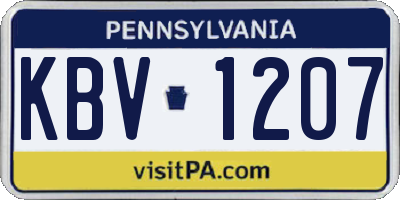 PA license plate KBV1207