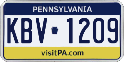 PA license plate KBV1209