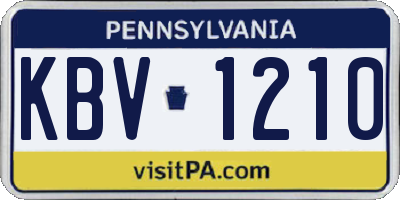 PA license plate KBV1210