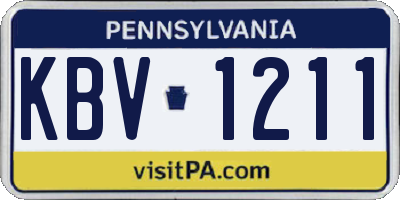 PA license plate KBV1211