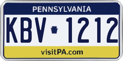 PA license plate KBV1212
