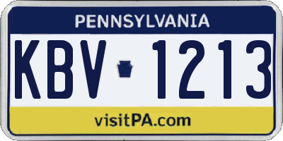 PA license plate KBV1213