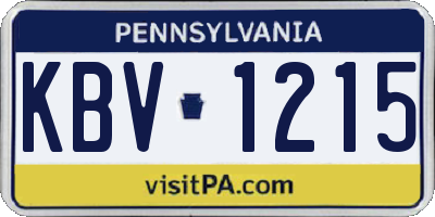 PA license plate KBV1215