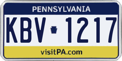 PA license plate KBV1217