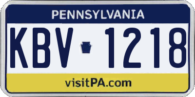 PA license plate KBV1218