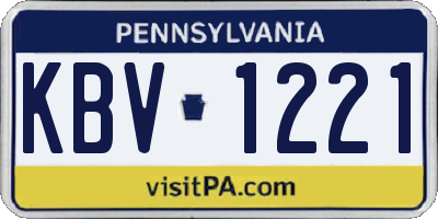 PA license plate KBV1221