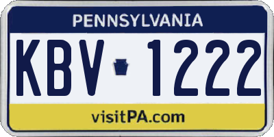 PA license plate KBV1222