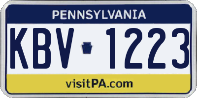 PA license plate KBV1223