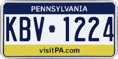 PA license plate KBV1224