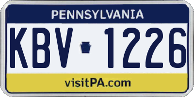 PA license plate KBV1226