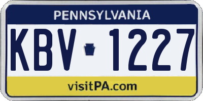 PA license plate KBV1227