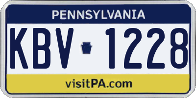 PA license plate KBV1228