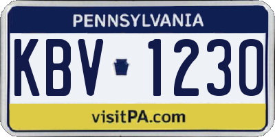 PA license plate KBV1230