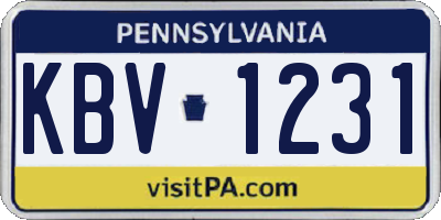 PA license plate KBV1231
