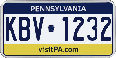 PA license plate KBV1232