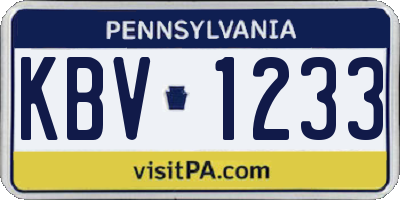 PA license plate KBV1233