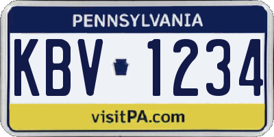 PA license plate KBV1234