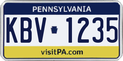 PA license plate KBV1235