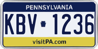 PA license plate KBV1236