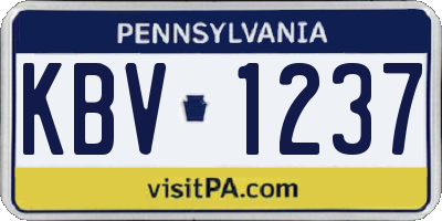 PA license plate KBV1237