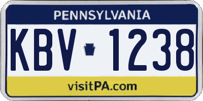 PA license plate KBV1238