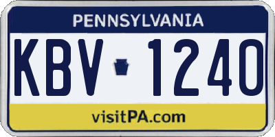 PA license plate KBV1240