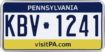 PA license plate KBV1241