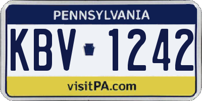 PA license plate KBV1242