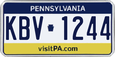 PA license plate KBV1244