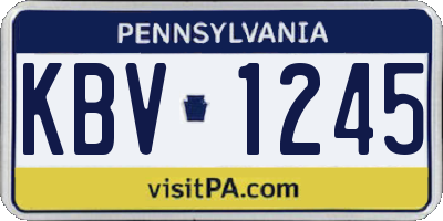 PA license plate KBV1245