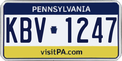PA license plate KBV1247
