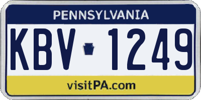 PA license plate KBV1249