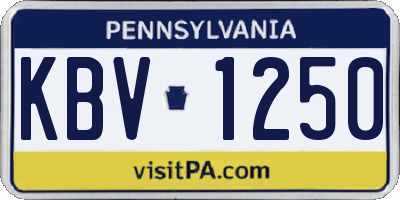 PA license plate KBV1250
