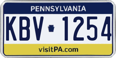 PA license plate KBV1254