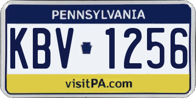 PA license plate KBV1256
