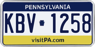 PA license plate KBV1258