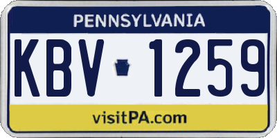 PA license plate KBV1259