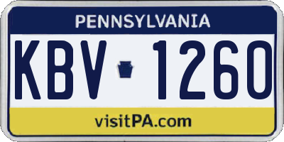 PA license plate KBV1260