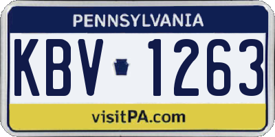 PA license plate KBV1263
