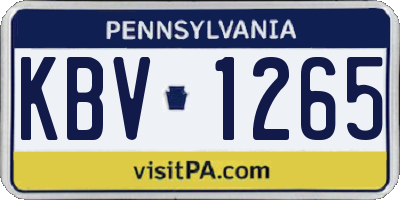 PA license plate KBV1265