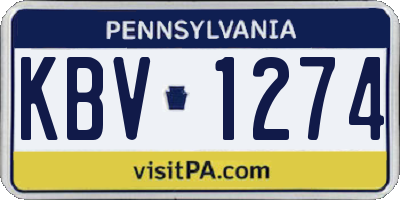 PA license plate KBV1274